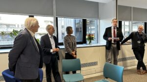 Professor Jeremy Wilson, current CCI Council Chair, welcomes Sir David and his daughter Susan to CCI.