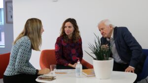 Sir David meets with Prof. Rachael Garrett, (University of Cambridge) and Fiona Sanderson (RSPB) to learn about a West Africa agroforestry project supported by the CCI Collaborative Fund.